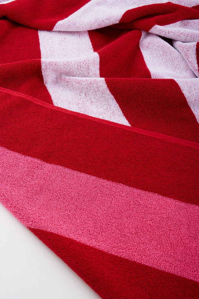 Red Two Tone Stripe Bath Sheet (1)