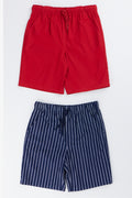 2 Pack Red & Stripe Woven Shorts