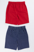 2 Pack Red & Stripe Woven Shorts (2)