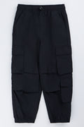 Black Technical Cargo Jogger Pants