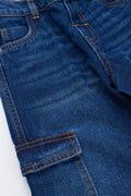 Indigo Wide Leg Cargo Jeans (1)
