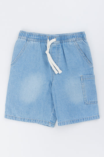 Light Blue Denim Cargo Shorts