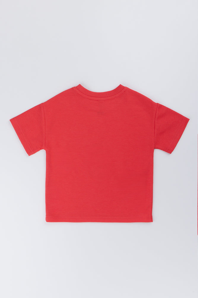 Red Pocket Textured T-Shirt (2)
