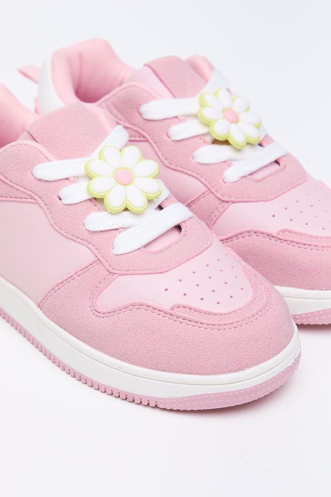 Dusty Pink Daisy Court Sneakers (2)