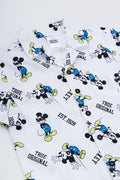 White Mickey Mouse Print Woven Shirt (1)