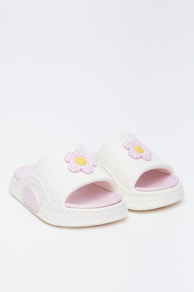 Cream Daisy Moulded Slides