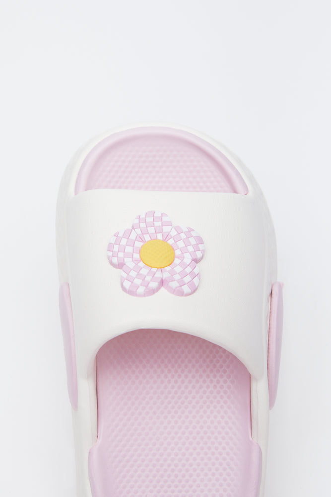 Cream Daisy Moulded Slides (4)