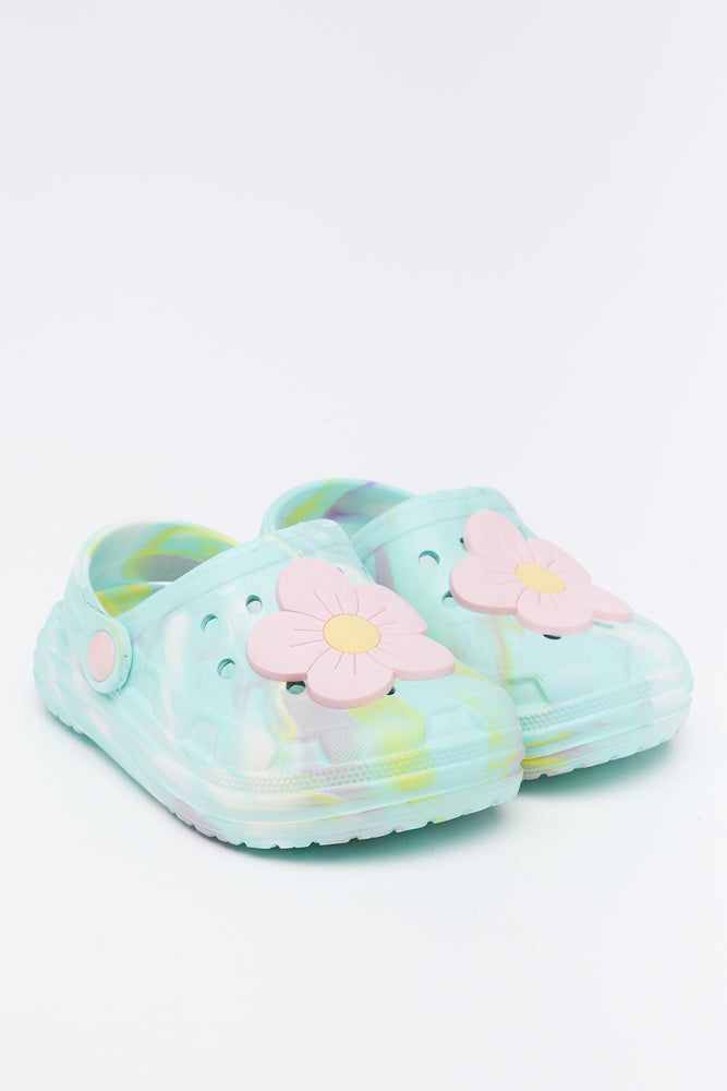 Mint Marble 3D Daisy Clogs