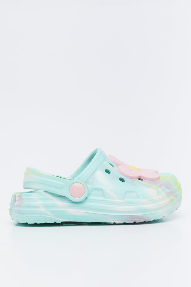 Mint Marble 3D Daisy Clogs (1)