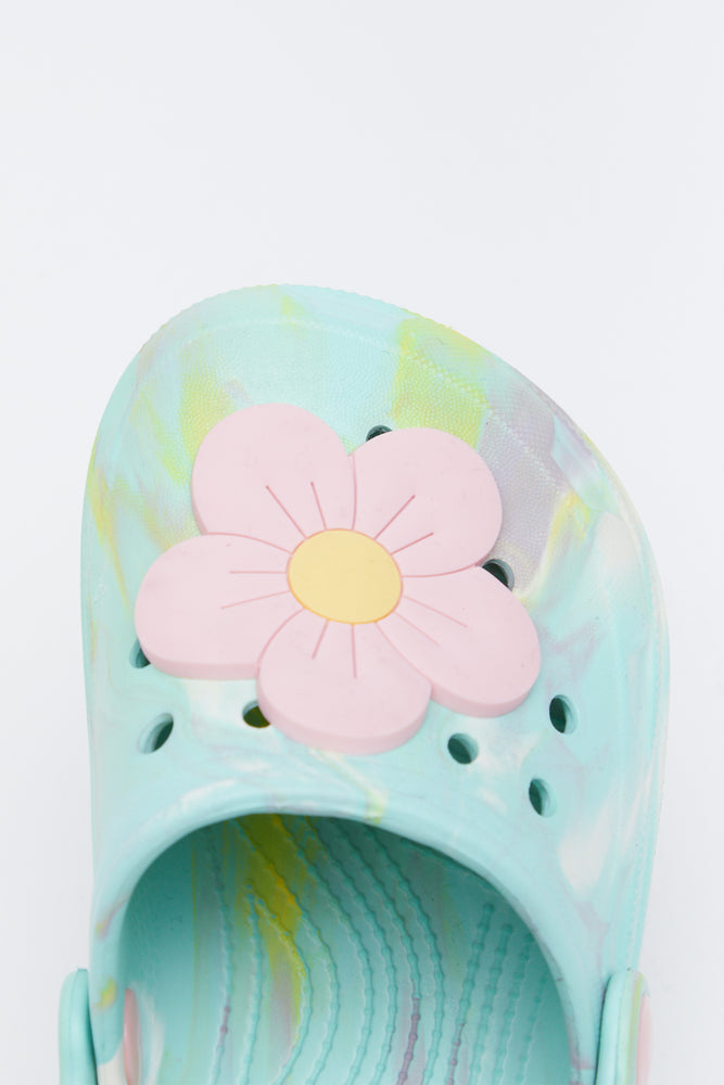 Mint Marble 3D Daisy Clogs (4)