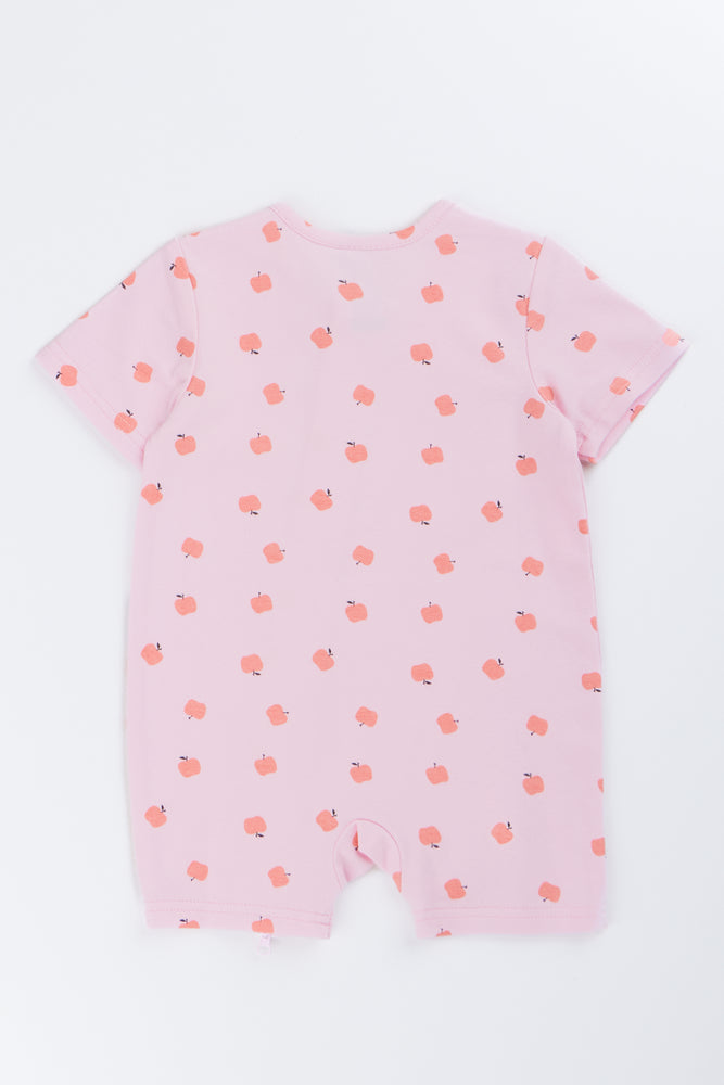 Pink Apple Print Zippy Romper (2)