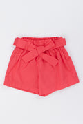 Red Belted Poplin Shorts