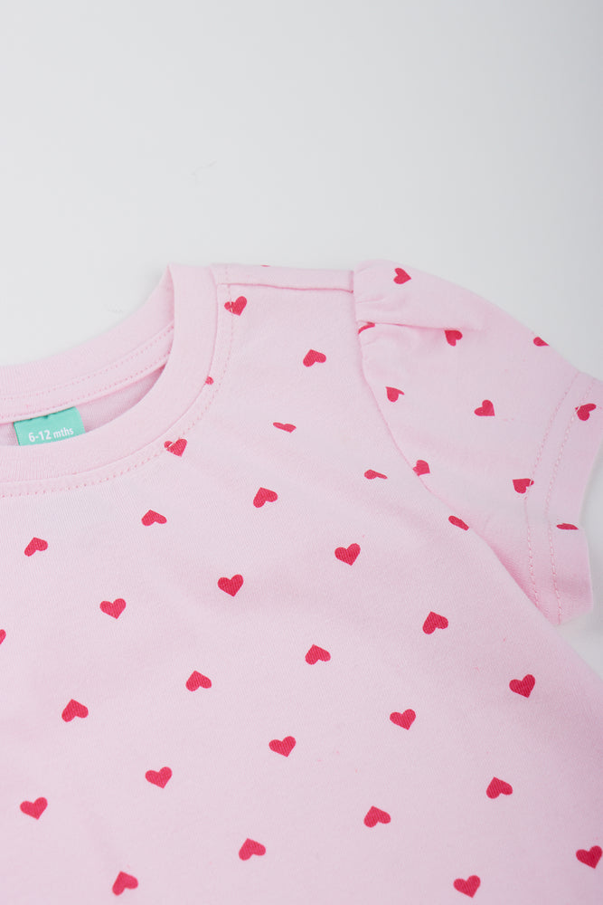 Pink Heart Puff Sleeve T-Shirt (1)