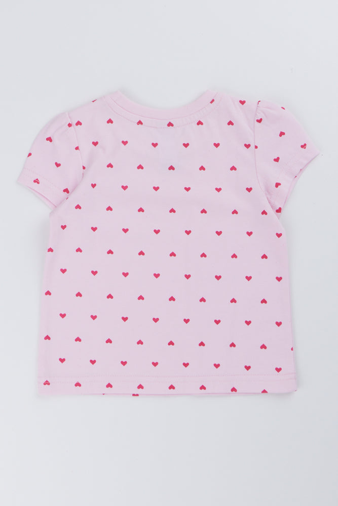 Pink Heart Puff Sleeve T-Shirt (2)