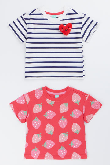 2 Pack Strawberry Stripe T-Shirts