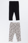 2 Pack Black & Animal Print Leggings (2)