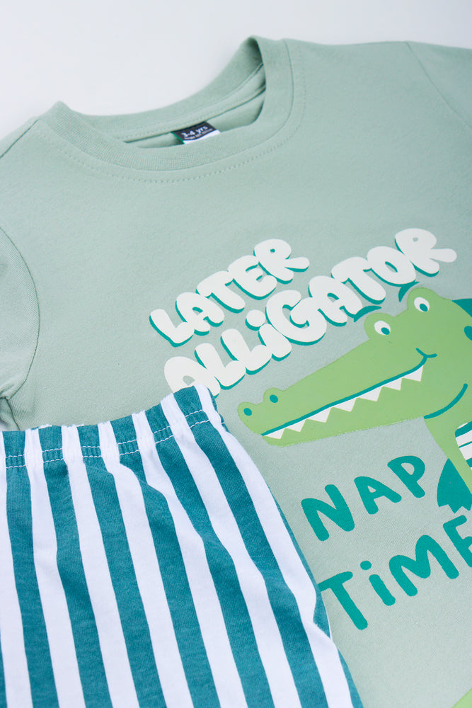 Green Crocodile Short Sleeve Pyjama Set (1)