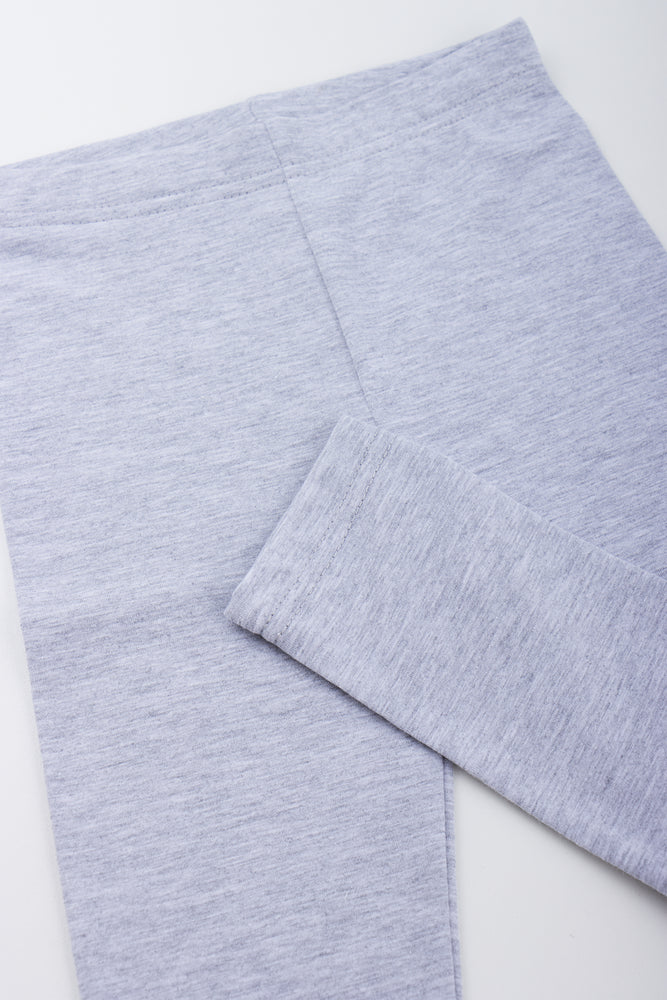 Grey Melange Plain Leggings (1)