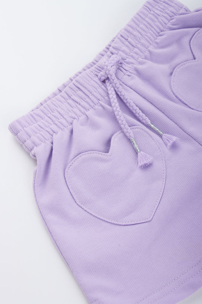 Lilac Knit Heart Pocket Shorts (1)