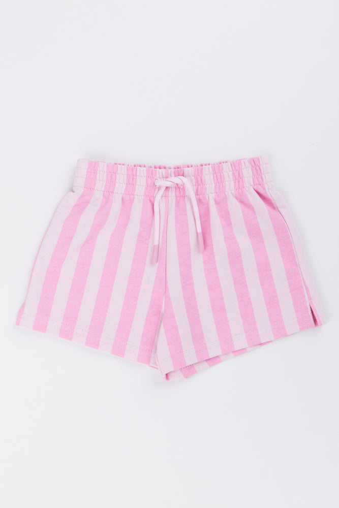 Pink Striped Knit Shorts
