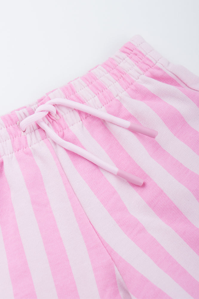 Pink Striped Knit Shorts (1)