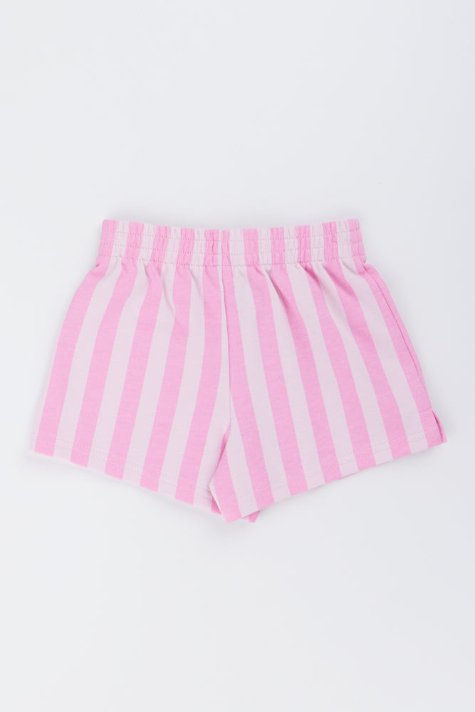 Pink Striped Knit Shorts (2)