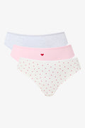 3 Pack Heart Print Brazilian Panties