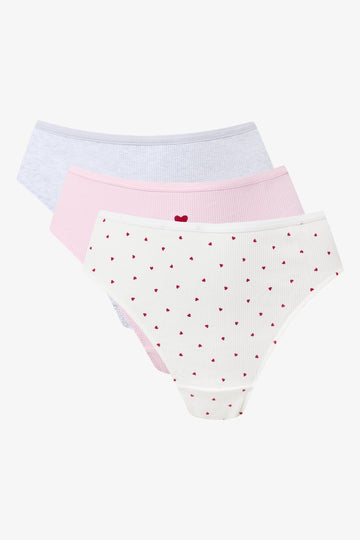 3 Pack Heart Print Thongs