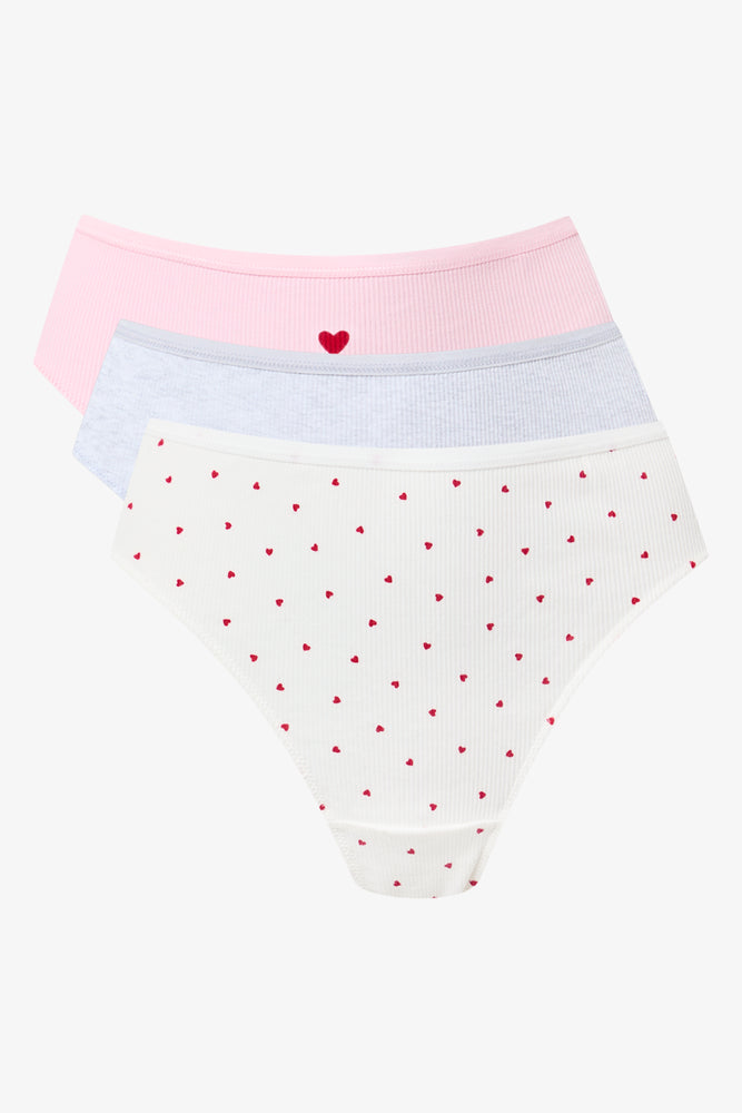 3 Pack Heart Print Thongs (2)