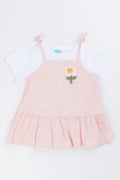 Pink Floral Pinafore Dress Set