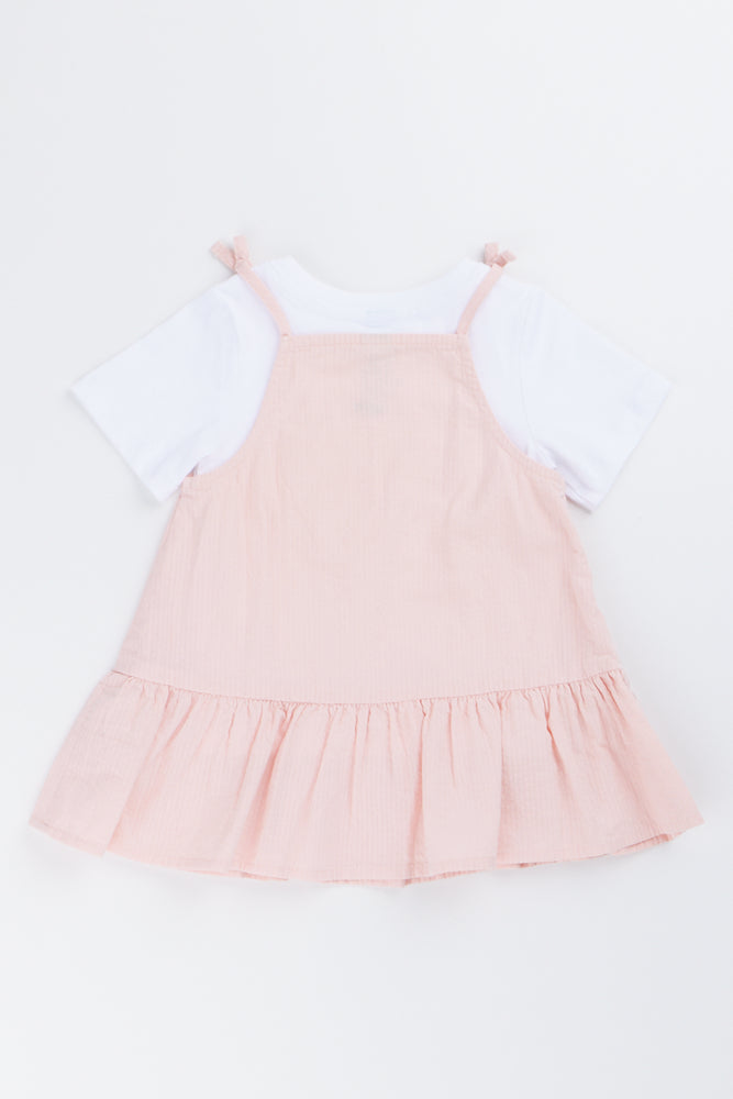 Pink Floral Pinafore Dress Set (2)