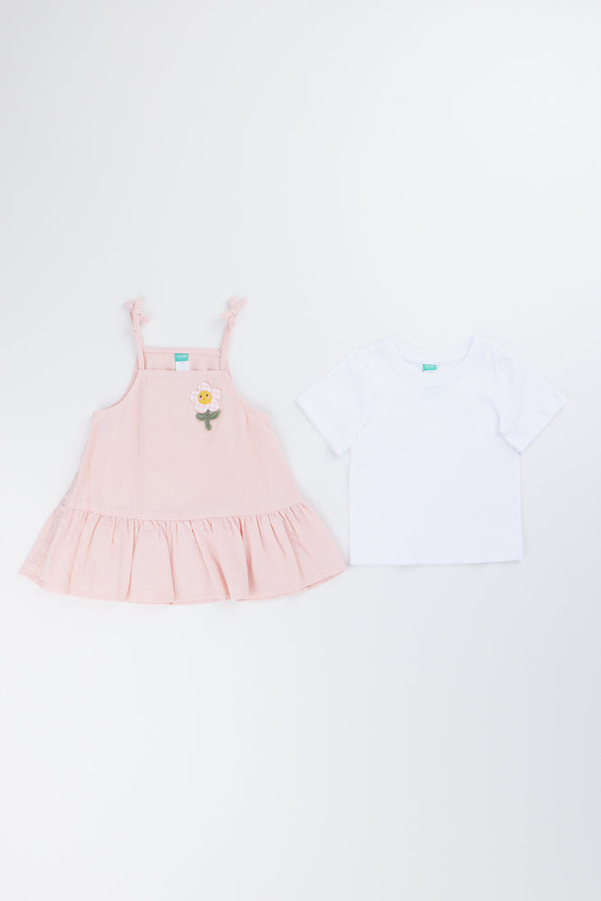 Pink Floral Pinafore Dress Set (3)