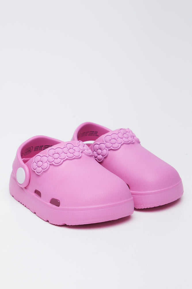 Pink Flower Trim Clogs