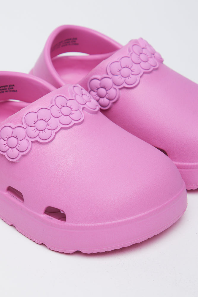 Pink Flower Trim Clogs (2)