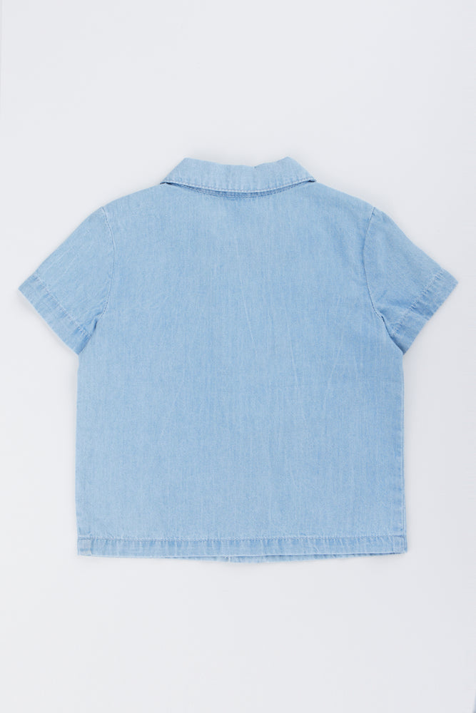 Blue Denim Embroidered Palm Shirt (2)