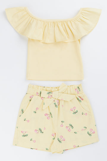 Yellow Cherry T-Shirt & Shorts Set