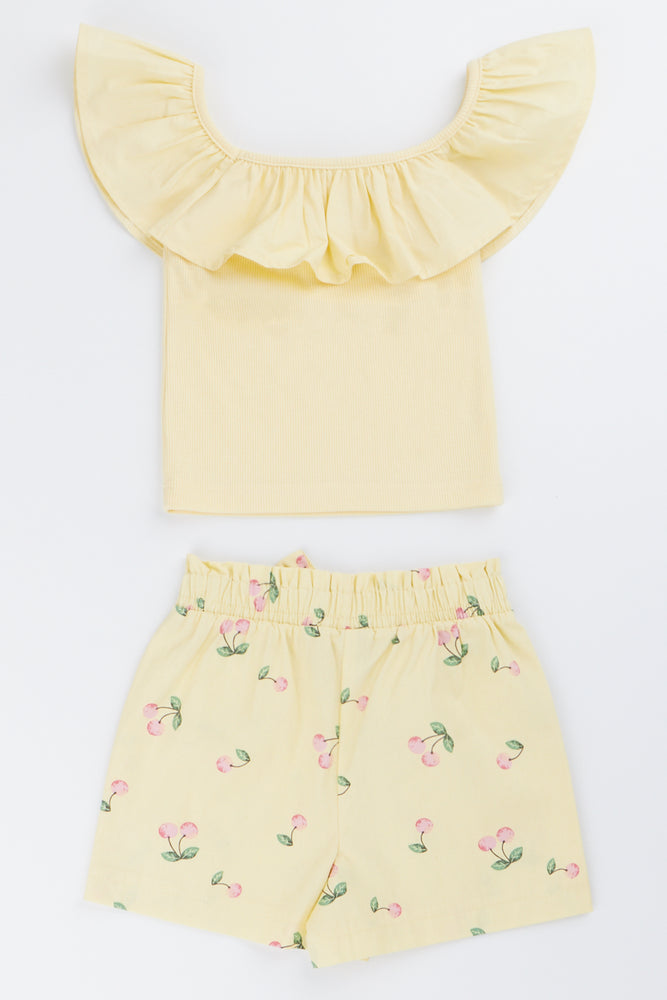 Yellow Cherry T-Shirt & Shorts Set (2)