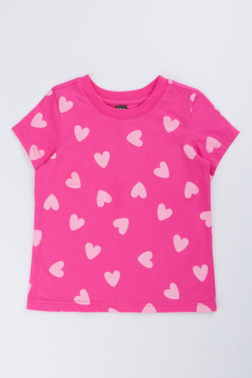 Cerise Pink Heart Print T-Shirt
