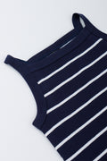Navy White Striped Rib Dress (1)