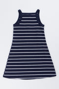 Navy White Striped Rib Dress (2)