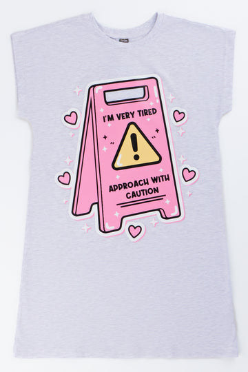 Grey Melange Graphic Sleepshirt