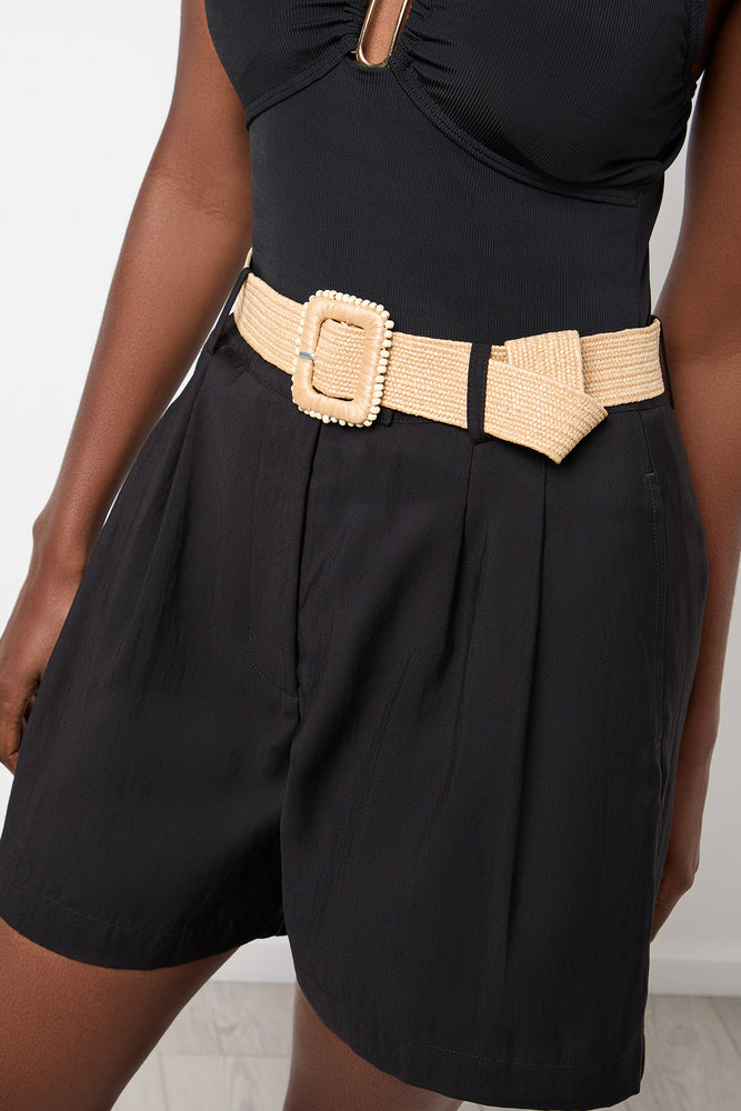 Black Bermuda Shorts With Belt (3)