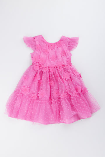 Pink Floral 3D Occasion Dress