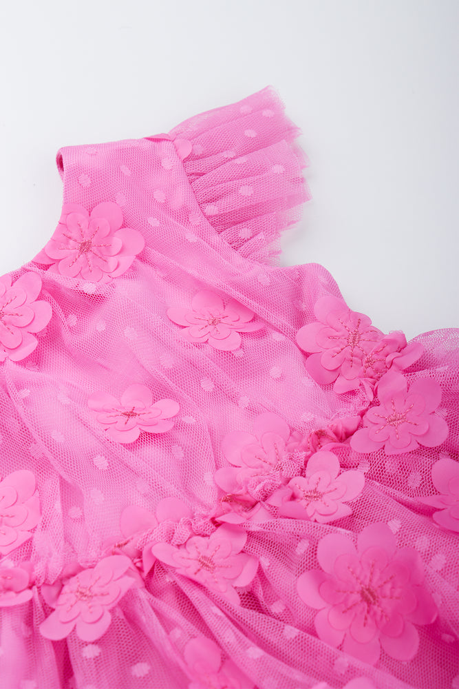 Pink Floral 3D Occasion Dress (1)