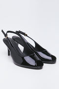 Black Patent Peep Toe Heels