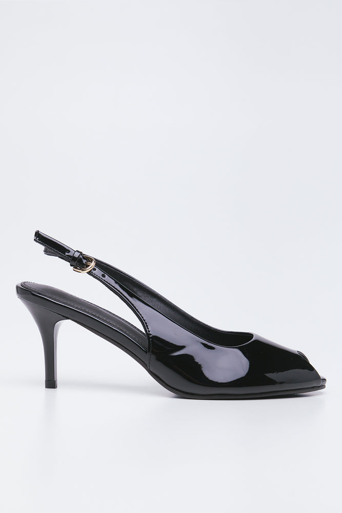 Black Patent Peep Toe Heels (1)