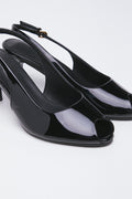 Black Patent Peep Toe Heels (2)