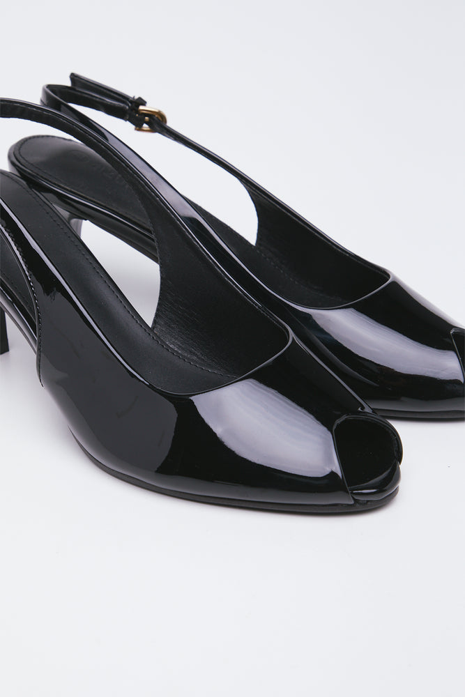 Black Patent Peep Toe Heels (2)