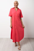 Pink Linen Blend Shirt Dress
