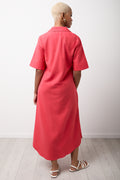 Pink Linen Blend Shirt Dress (2)